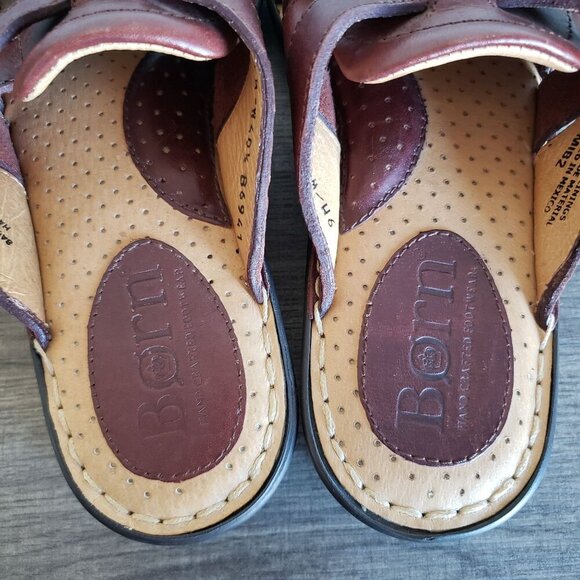 Born Leather Fisherman Slide Sandals Brown Size Women's 9 Comfort Slip-On - Picture 2 of 11